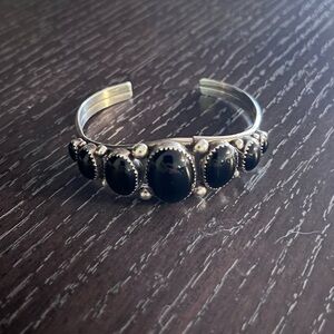 MKM Sterling Navajo black onyx cuff bracelet